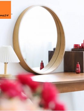 *GƯƠNG SOI TRANG TRÍ TRÒN VIỀN GỖ KIỂU IKEA GTR094