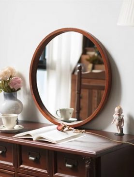 *GƯƠNG TRANG TRÍ DECOR TRÒN VIỀN GỖ NÂU GTR107WD