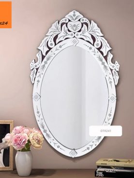 GƯƠNG TRANG TRÍ DECOR OVAL VIỀN GƯƠNG HOA VĂN TÂN CỔ ĐIỂN CAO CẤP GTR241