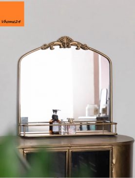 *GƯƠNG PHÒNG TẮM DECOR RETRO VIỀN ĐỒNG KÈM KỆ GTR261