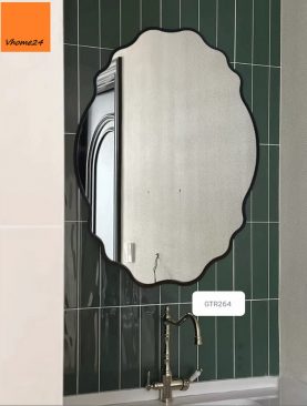*GƯƠNG PHÒNG TẮM DECOR DÁNG OVAL VIỀN SÓNG MỎNG GTR264