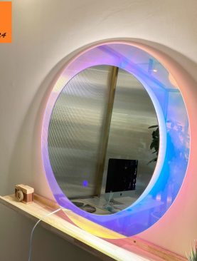 GƯƠNG ĐÈN LED DÁNG TRÒN VIỀN MICA MÀU CẦU VỒNG GLE102MC