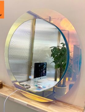 GƯƠNG ĐÈN LED DÁNG TRÒN VIỀN MICA MÀU CẦU VỒNG GLE102MC
