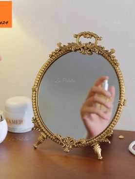*GƯƠNG TRANG ĐIỂM DÁNG TRÒN ĐỂ BÀN VIỀN ĐỒNG CAO CẤP GTD262