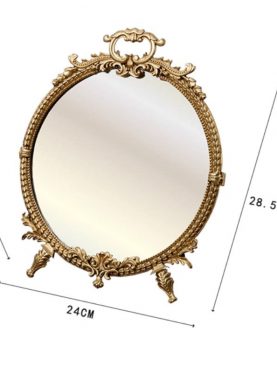 *GƯƠNG TRANG ĐIỂM DÁNG TRÒN ĐỂ BÀN VIỀN ĐỒNG CAO CẤP GTD262