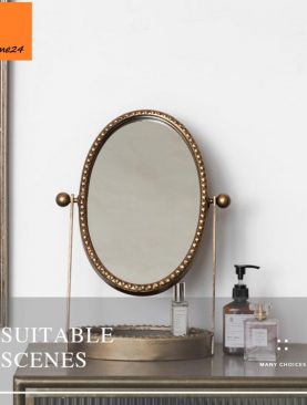 *GƯƠNG TRANG ĐIỂM ĐỂ BÀN VIỀN ĐỒNG VINTAGE CAO CẤP GTD264