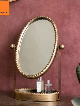 *GƯƠNG TRANG ĐIỂM ĐỂ BÀN VIỀN ĐỒNG VINTAGE CAO CẤP GTD264
