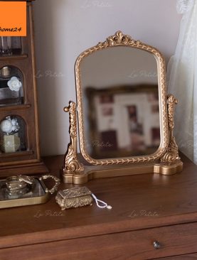 *GƯƠNG TRANG ĐIỂM ĐỂ BÀN VINTAGE GỖ XOAY 360 GTR269