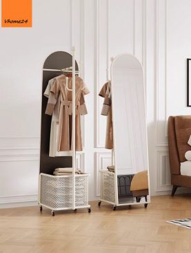 *GƯƠNG ĐỨNG TOÀN THÂN DI ĐỘNG KÈM RỔ VÀ GIÁ TREO ĐỒ GSTT293
