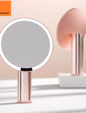 *GƯƠNG ĐÈN LED TRANG ĐIỂM DÁNG TRÒN CHÂN TRỤ MÀU HỒNG GLE2024E