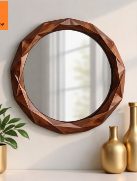 *GƯƠNG TRANG TRÍ DECOR VIỀN GỖ DÁNG TRÒN GTR077E