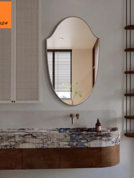 *GƯƠNG DECOR TRANG ĐIỂM TREO TƯỜNG VIỀN INOX CAO CẤP GTR228A