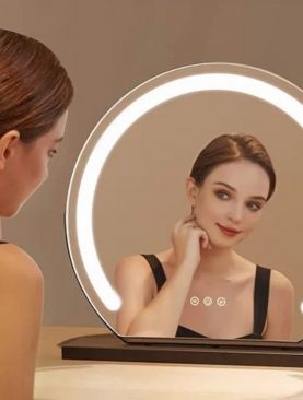 *GƯƠNG ĐỂ BÀN ĐÈN LED DÁNG TRÒN KHUYẾT VIỀN ĐẾ ĐEN GLE100B