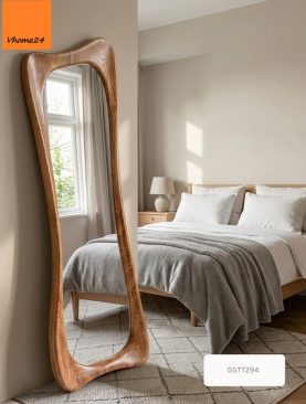 *GƯƠNG SOI TOÀN THÂN GỖ TỰ NHIÊN CAO CẤP DÁNG UỐN LƯỢN STYLE JAPANDI GSTT294