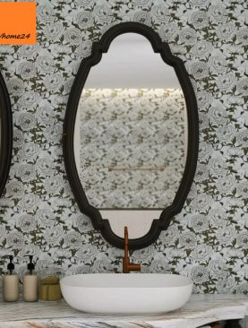 GƯƠNG PHÒNG TẮM OVAL VIỀN GỖ TỰ NHIÊN KIỂU INDOCHINE GTR190D