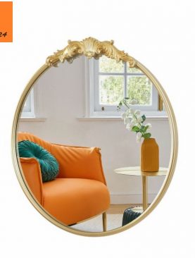*GƯƠNG TRANG TRÍ DECOR VIỀN KIM LOẠI DÁNG TRÒN HOA VĂN VÒM GTR077CE