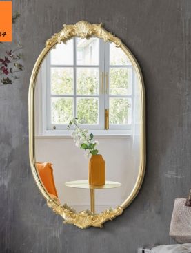 *GƯƠNG DECOR TRANG TRÍ VIỀN KIM LOẠI DÁNG CONG 2 ĐẦU HOA VĂN GTR099A