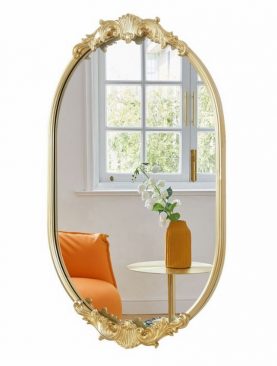 *GƯƠNG DECOR TRANG TRÍ VIỀN KIM LOẠI DÁNG CONG 2 ĐẦU HOA VĂN GTR099A